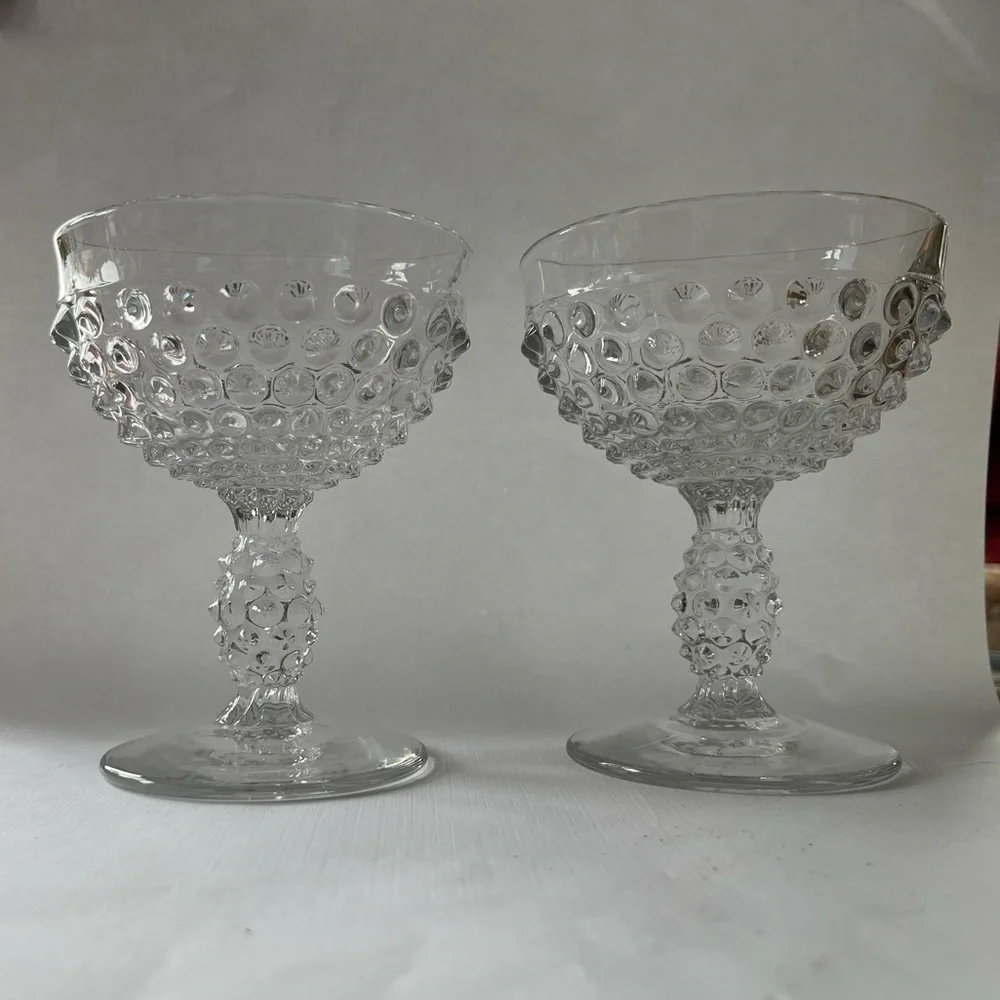 Hobnail Clear Pressed Glass Champagne/Tall Sherbet by Duncan & Miller (Set of 4)